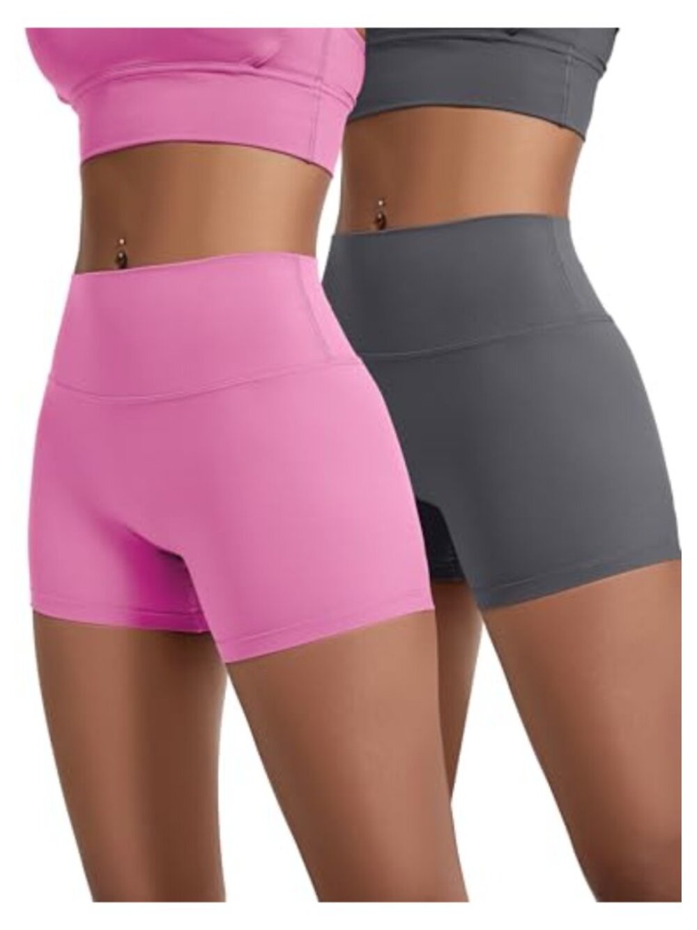 High Waist Yoga Shorts Athletic Spandex Biker Shorts Tummy Control Workout 2